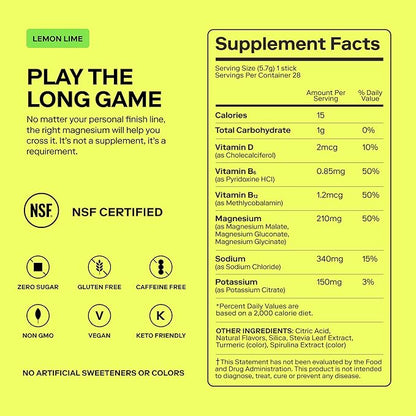 MAGNA Electrolytes Powder Drink Mix for Hydration, Energy & Focus Support with Magnesium L Threonate, Sodium, Potassium, Vitamin D, B6 & B12, Sugar Free, Lemon Lime Flavor, 28 Servings