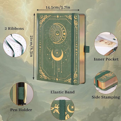 TIEFOSSI Dot Journal, 160gsm 190 Numbered Pages, Diary for Work & Sketching, A5 Hardcover Leather Journal for Writing Women Men