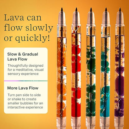Lifelines Scented Lava Gel Pen Set, 5-Pack (Multi-Color) - 0.5mm Colored Gel Pens Infused with Scented Essential Oil Blends & Mesmerizing Lava - School Supplies for College Kids & Adults