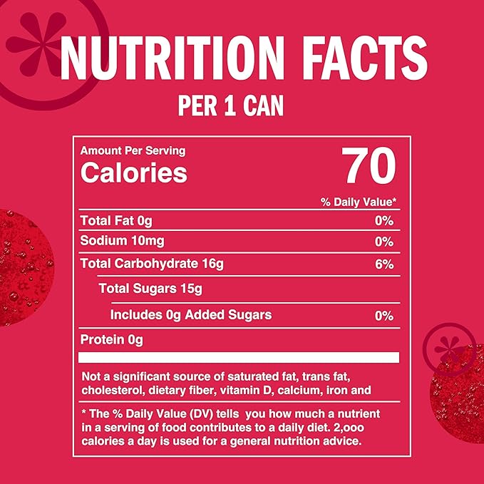 IZZE Sparkling Water Juice Beverage Blend, Pomegranate, No Sugar Added, 8.4 FL OZ, 24 Cans