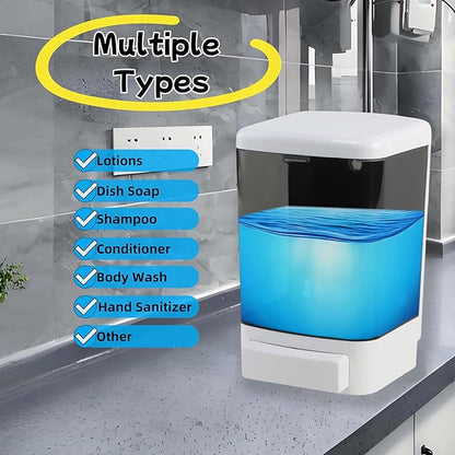 Manual Soap Dispenser Wall Mounted 37oz(1100ml) Commercial Hand Sanitizer Dispenser for Bathroom Kitchen Restaurant ABS Plastic Shampoo & Gel Compatible