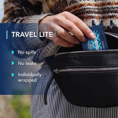 Travel Lite Alcohol-Free Hand Wipes with Aloe Vera and Vitamin E, Fresh Scent 50ct Individually Wrapped Travel Essentials Wipes for Adults and Kids