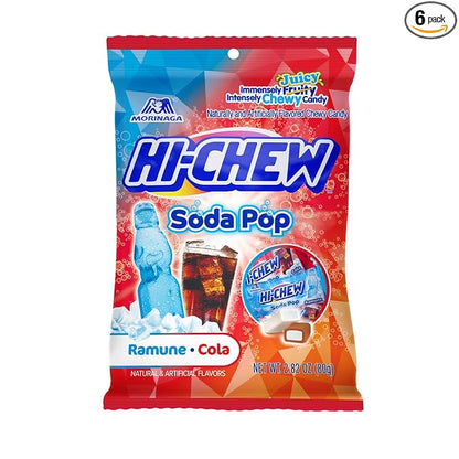 HI-CHEW Soda Pop Mix Peg Bag 2.82oz, Pack of 6