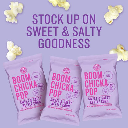 Angie's BOOMCHICKAPOP Sweet & Salty Kettle Corn Popcorn, 1 oz. Individual Bag (Pack of 24)