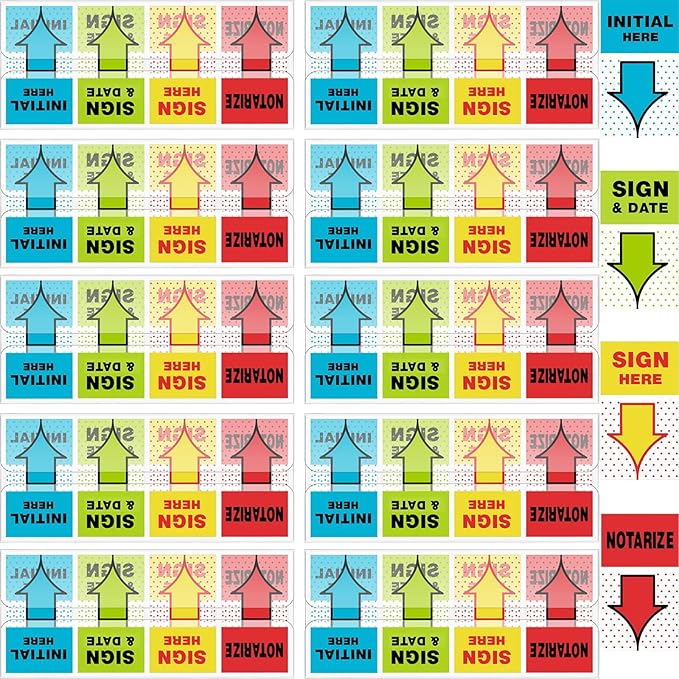 1000pcs Sign Here Tabs Sign Here Stickers Sign Here Flags Sign Here Notarize Initial Here Sign and Date for Office School Notebook Annotating Books Notary Books (1000)
