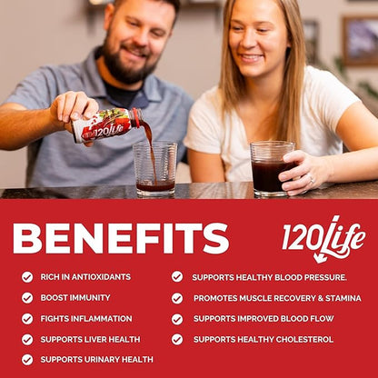 120/Life Blood Pressure Support, Beet Root Juice, Pomegranate Extract, Cranberry Juice, Tart Cherry, Hibiscus, and Magnesium (8 Fl Oz, Pack of 28) - Gluten-Free & Vegan