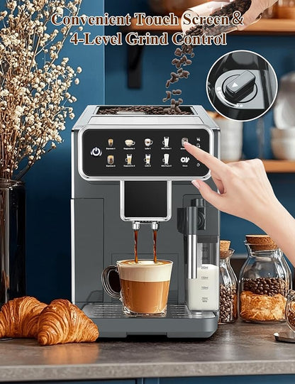 Fully Automatic Espresso Machine, Electric Coffee Grinder with Built-in 3-Level, Self-Cleaning Function 12 Cup for Home/Office