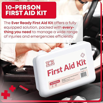 Ever Ready First Aid 10 Person First Aid Kit with Plastic Case, Type III, Ansi A, OSHA Compliant