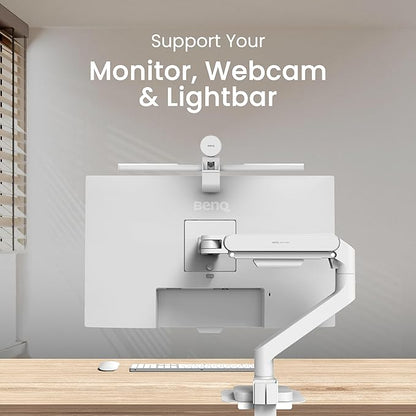 BenQ BSH02 Ergo Monitor Arm -Gas Spring Monitor Stand for Up to 45'' & 44lbs Screens, Heavy Duty, Quick Installation, No Sagging, Top Clamp and Grommet Base, Reinforcement Plate, VESA 75x75 &100x100mm