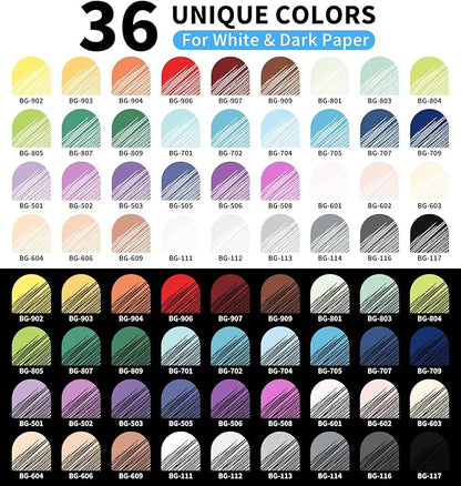 Gel Pens For Coloring, 36 Colors Retractable Colored Pens for Black Paper & White Paper, 0.7mm Fine Point Colorful Pens for Coloring, Writing, Drawing, Journaling, Note Taking, School, Office, Home
