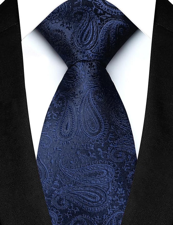 JEMYGINS Mens Paisley Tie and Lapel Pin Necktie Pocket Square and Tie Clip with Sets for Business Casual 4PCS