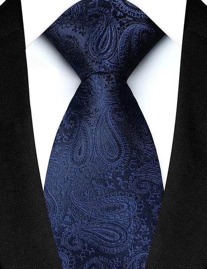 JEMYGINS Mens Paisley Tie and Lapel Pin Necktie Pocket Square and Tie Clip with Sets for Business Casual 4PCS
