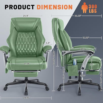 Massage Office Chair with Heating Function & Footrest, 6-Point Vibration, Ergonomic Executive Reclining Desk Chair with Padded Seat for Relaxation, Comfort & Stress Relief