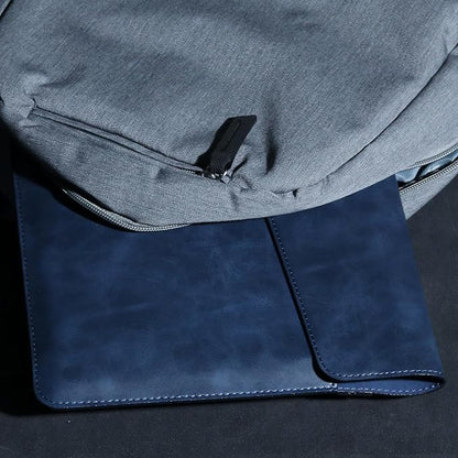 Leather Laptop Sleeve Compatible with MacBook Pro 16 Inch M4 M3 M2 M1 Pro/Max＆MacBook Air 15 Inch M4 M3 M2, Genuine Leather Protective Case Cover,Blue