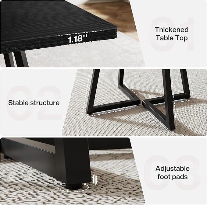 Tribesigns 31.5" Square Conference Table Set of 6, 8 ft Industrial Office Meeting Table for 8-10 People, Business Podcast Furniture with Metal Base for Small Spaces, Office Conference, Black