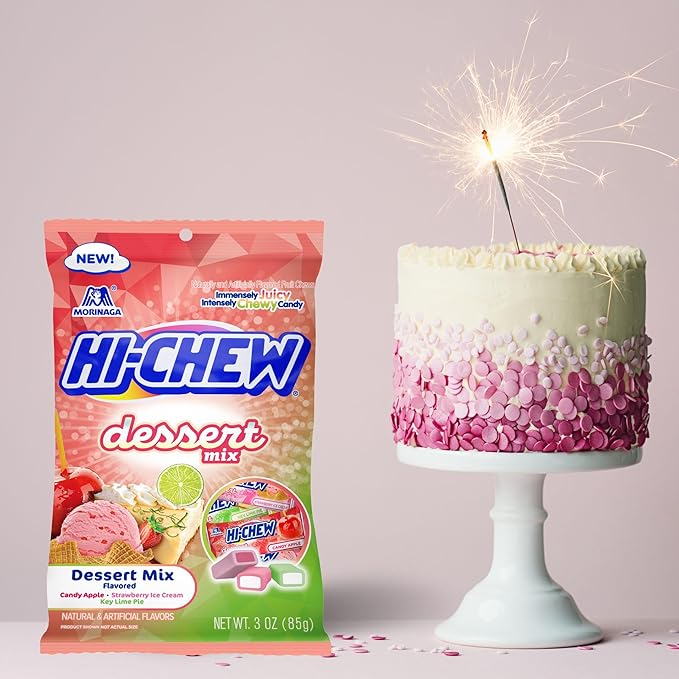 HI-CHEW Dessert Mix, 6 Bags, 3oz Each - Apple, Key Lime Pie, Strawberry Ice Cream - Unique Fun Soft & Chewy Candy - Immensely Creamy Fruity Candy Flavors - Individually Wrapped for Sharing
