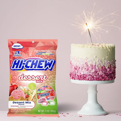 HI-CHEW Dessert Mix, 6 Bags, 3oz Each - Apple, Key Lime Pie, Strawberry Ice Cream - Unique Fun Soft & Chewy Candy - Immensely Creamy Fruity Candy Flavors - Individually Wrapped for Sharing
