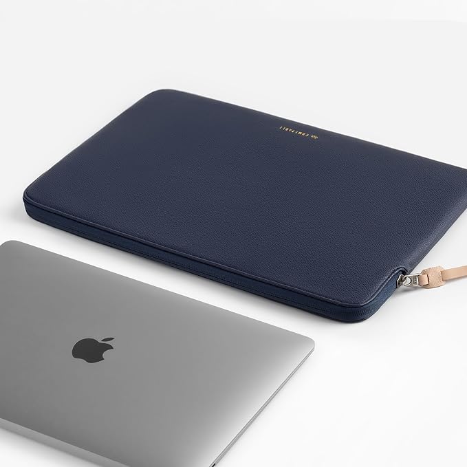 Comfyable Slim Protective Laptop Sleeve Compatible with 13/13.3/14 Inch MacBook Air & MacBook Pro, Mac Travel Case, Laptop Pouch, Slim PU Leather Cover M4/M3/M2/M1 2025-2021, Blue