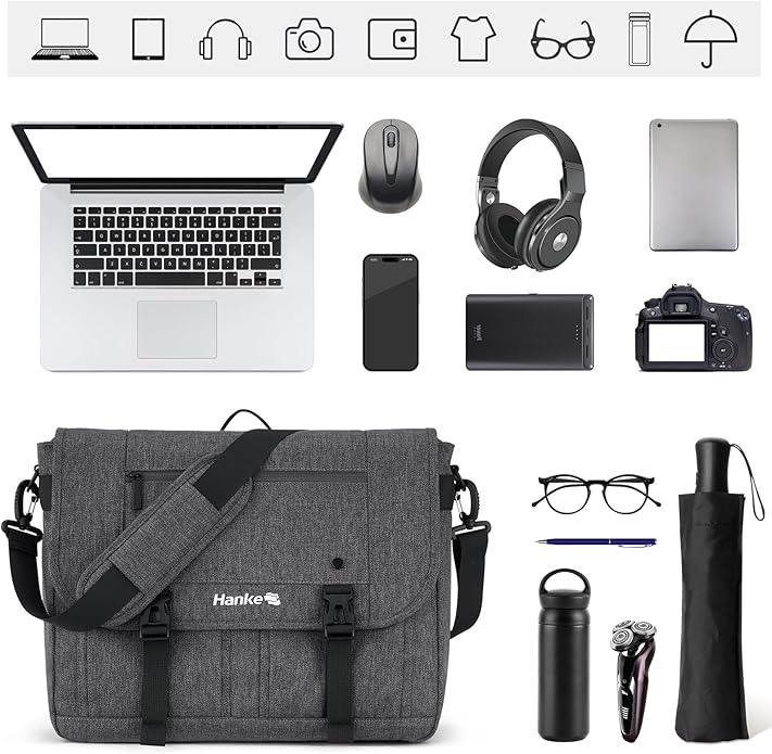 Hanke Durable Messenger Bag for Men with 15.6 Laptop Case, Business Cross Body Bag Briefcase for Women,School Work Tote Bag