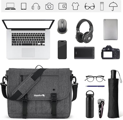 Hanke Durable Messenger Bag for Men with 15.6 Laptop Case, Business Cross Body Bag Briefcase for Women,School Work Tote Bag