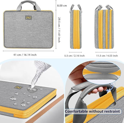 ZINZ Laptop Case 15 15.6 16 inch Sleeve, Expandable Computer Hand Bag with Multi-pockets Compatible with MacBook Pro 16 inch M4/M3/M2/M1, MacBook Air/Pro 15 inch and 15-16 inch Notebooks，G01YL01