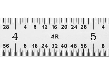 PEC Tools 6" Flexible Metal Ruler, Made from Premium Stainless Steel, 4R Graduation (1/8", 1/16", 1/32", 1/64"), Fully Hardened and Tempered Machinst Rule, Made in USA