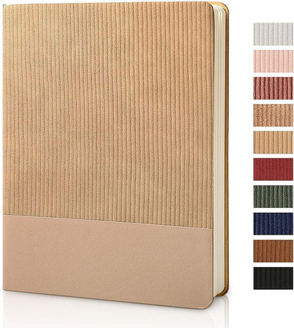 Lined Journal Notebook for Work College Ruled Note Book 5.79"x8.27"A5 PU Leather Daily Journaling 216 Pages for Women Men Writing Home School Supplies Business (Khaki)
