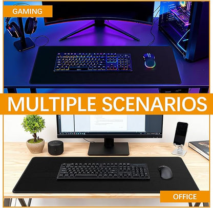 2 Pcs Large Gaming Mouse Pad Black 31.5x11.8 in,Extended Desk Keyboard Pad with Micro Weave Cloth, Edges Stitched Gaming Mouse Pad Pack for Office and Home Use