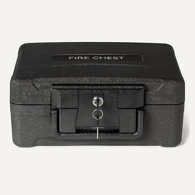 Amazon Basics Fire Chest with Mechanical Key, 0.22 cu. ft, Black