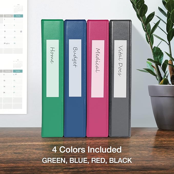 Oxford 3 Ring Binders, Binders for School, 1.5 Inch ONE-Touch Easy Open D Rings, 3-Sided View Binder Covers, Xtralife Hinge, Non-Stick, PVC-Free, Assorted Colors, 375-Sheet Capacity, 4 Pack (79907)