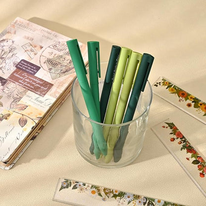 BAYTORY 8Pcs Colored Gel Pens, 0.5mm Fine Point Multicolored Ink Pen, Colorful Pens Smooth Writing for Note Taking and Marking Supplies (Green)