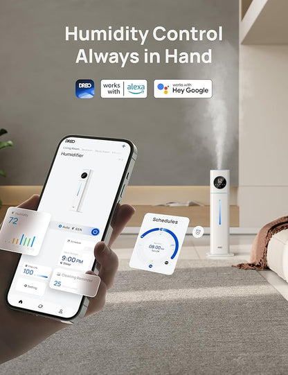 Dreo 11L Smart Humidifier Large Room 700 ft², 100H Cool Mist Air Humidifiers for Bedroom, Top-Fill Self-Cleaning Tank, 26dB, Auto Mode, Aroma Box, RGB Light, Remote & APP Control, Baby, Plant, Blue