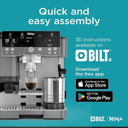 Ninja Luxe Cafe Premier Series, Espresso Machine, Drip Coffee, Rapid Cold Brew, Integrated Grinder, Hands-Free Frother, with Knock Box, Water Filter, Cleaning Tablets, Descaler, ES601GM
