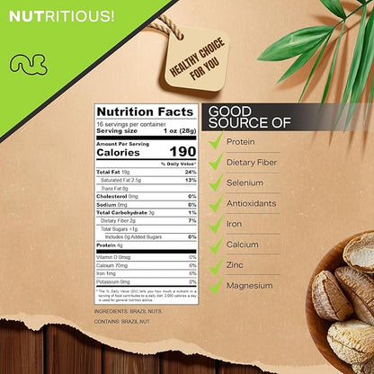 NUT CRAVINGS - Raw Brazil Nuts In Shell - Whole, (16oz - 1 LB) Bulk Nuts Packed Fresh in Resealable Bag - Healthy Protein Food Snack, Food Assortments