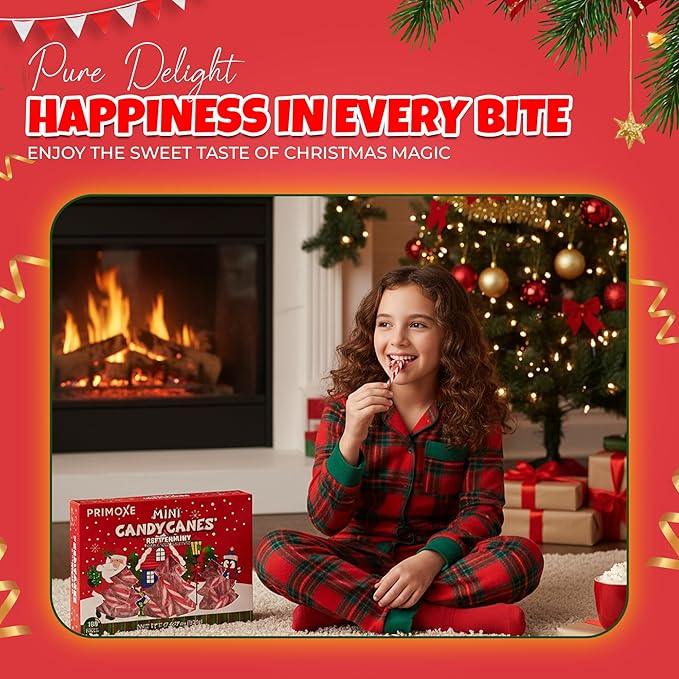 Christmas Candy Mini Canes Stocking Stuffer Red and White Peppermint Sticks Candy Canes Individually Wrapped Bulk Christmas Candy for Décor, Parties & Gifts – 100 Count