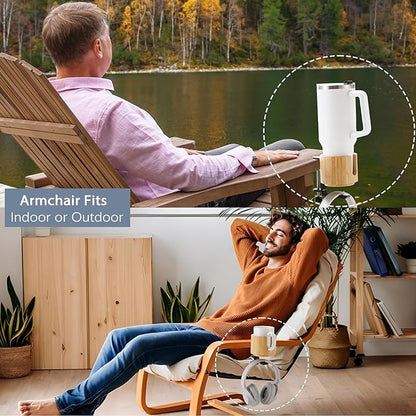 Nnewvante Desk Cup Holder, 2 in 1 360° Rotating Headphone Hanger Under Desk, 360° Anti-Spill Cup Holder, Table Cup Holder for Water Bottles, Gaming Desk Accessories - Bamboo