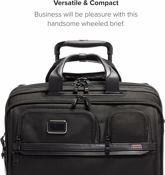 TUMI - Alpha Deluxe 4 Wheeled Laptop Case Brief - Laptop Bag with Wheels - Travel Briefcase with Expandable Design