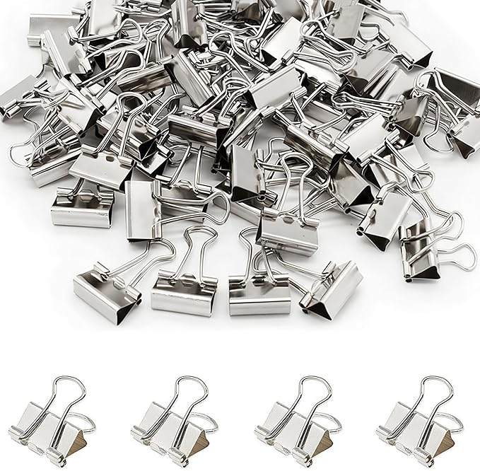 50 Pack Small Silver Binder Clips 3/4 Inch (19 mm), Colored Little Paper Clamps, Tiny Mini Paper Clips for Office Home School Business 0.75"
