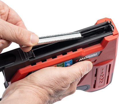Arrow ET501F Corded 5-in-1 Professional Electric Staple and Nail Gun, Wire Stapler, and Brad Nailer for Upholstery, Framing, Insulation, Crafts, Fencing, and Cable, Black/Red