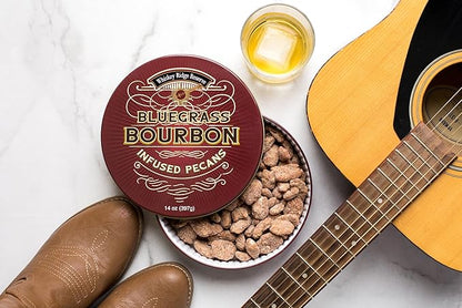 Flavored Pecans in Tin Box - Great Gift, Snack Nuts, Whiskey, Liquor Nuts, Gift Basket for Men - 14 Oz