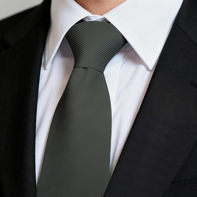 Fineknot Black Ties for Men, Formal Neckties for Men, Solid Color Mens Ties for Business, Wedding, Party, Mens Neck Tie