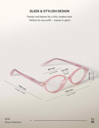 TIJN Olisa Blue Light Blocking Glasses for Women Men,Oval Glasses Frame Bluelight Glasses for Gaming/Computer/Screen