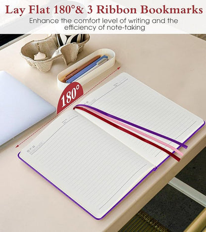 Lined Journal Notebook for Women Men, 160 Pages, A5 Hardcover Vintage Leather Journaling Notebooks for Work, School, Note Taking, Travel, Bible Study, Daily Diary for Writing 5.8"x8.5" (Purple)