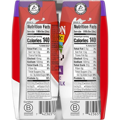 Horizon Organic Shelf Stable 1% Lowfat Vanilla Milk Boxes, 8 fl oz, 6 Count - 8g Protein per Serving, USDA Organic UHT, Ready to Drink for Lunchbox, Travel, or On-the-Go, No Refrigeration Needed