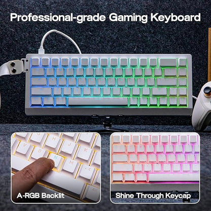 EPOMAKER HE68 Lite Hall Effect Gaming Keyboard, 8k Polling & 128K Scan Rate, 0.01mm Adjustable Trigger, 0.125ms Latency, 5-Layer Sound-Dampened, Snap Key, SOCD, A-RGB, Wired, Mac Software (White)