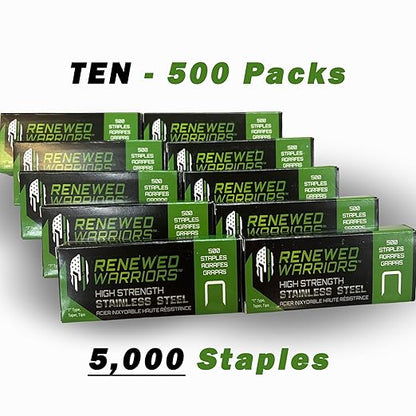 T50 Stainless Steel Staples Marine; T/50 Type (1/4" in Leg; 3/8" Crown) T-50 Staples - (10) 500 Packs or 5000