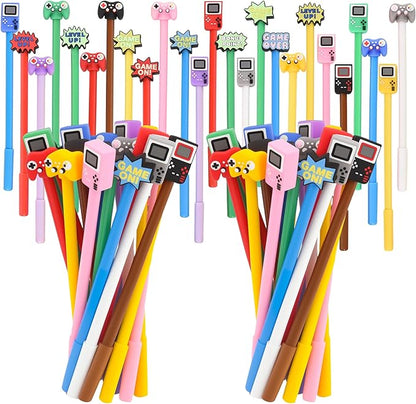 LiYiQ 50 Pcs Video Game Cartoon Cute Fun Pens for Kids Kawaii Games Handle Level Up Games Console Shape Gel Black Ink Pen Cute Video Game Pens for School Office Home Student Kids Present