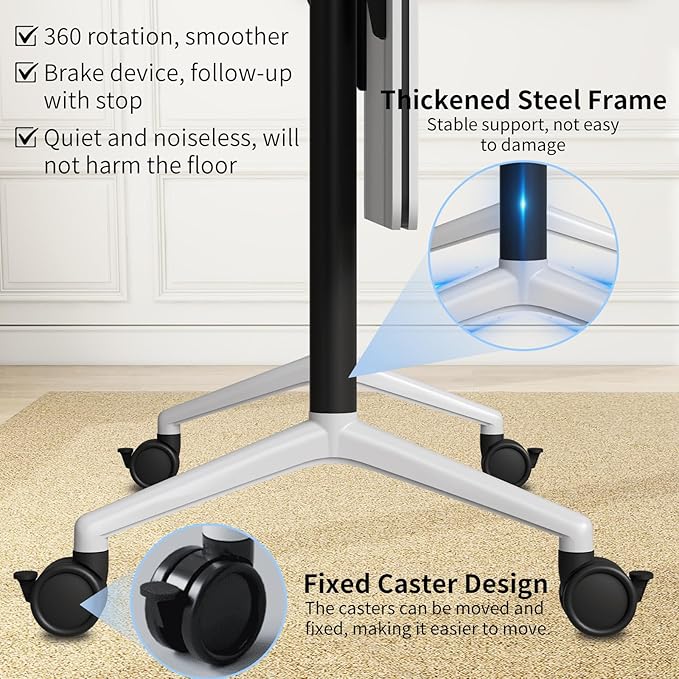 Conference Table Folding Conference Room Tables, Modern Mobile Meeting Training Table with Silent Wheels, Foldable Seminar Table for Offices, Classrooms, Libraries (8, white2, 55.1in)