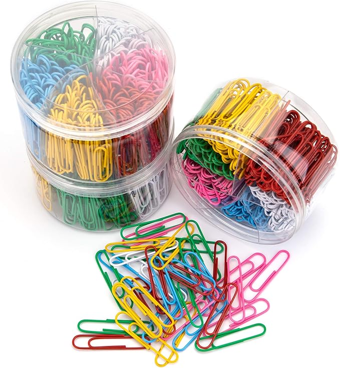 Yarlung 900 Pieces 2 Inch Jumbo Paper Clips, Vinyl Coated Large Paperclips for Office, School Document Organizing, Non-Skid, 6 Colors