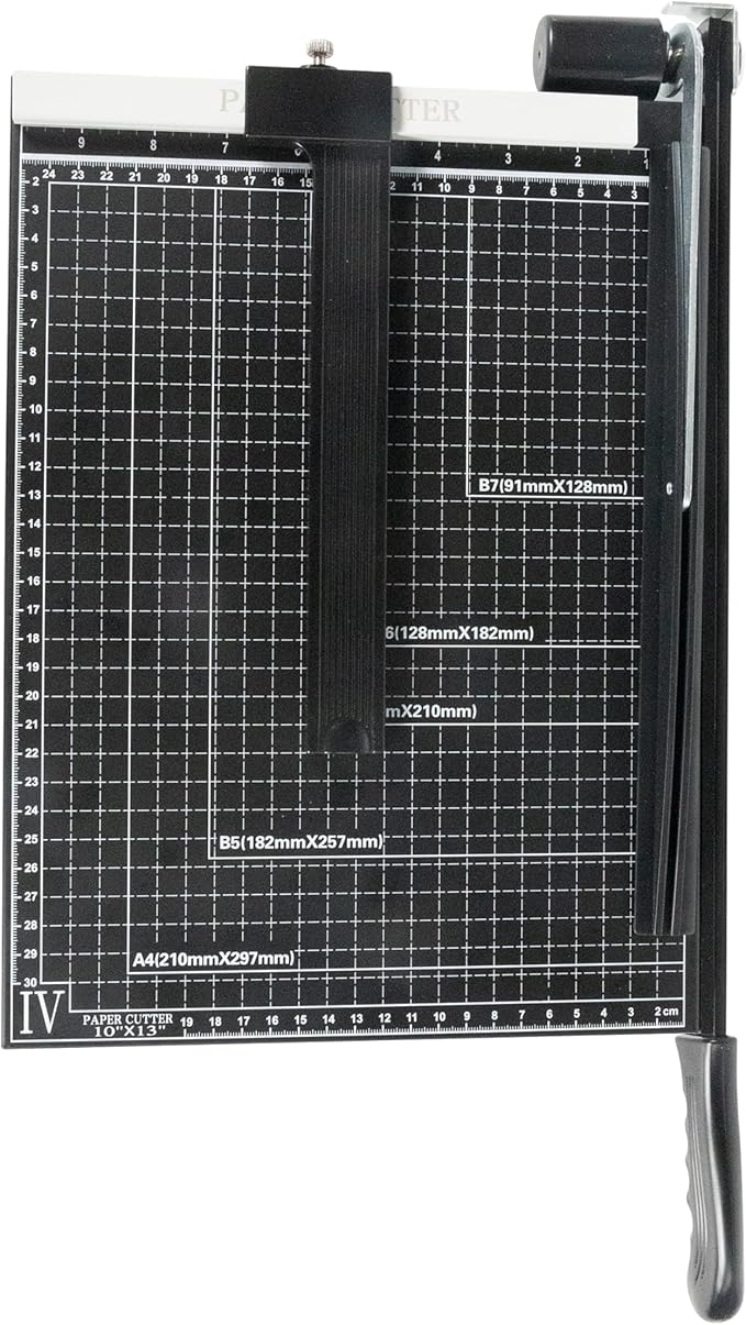 Precision Paper Cutter for A4/B5/A5/B6/B7, 10x13 inches, 70GSM Capacity, Metal Base Black